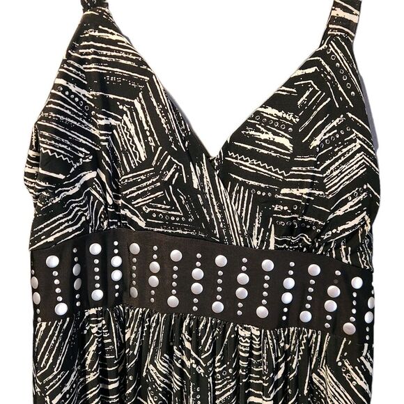 Vintage Y2K Studded Black & White Dress Sz L Grunge Whimsygoth Inspired Vintage - Picture 3 of 7